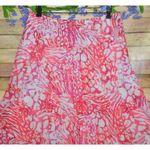Ruby Rd Pink Abstract Tiered Midi Skirt Elastic Waist Cotton Size M Boho Beachy Photo 1