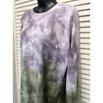 Dantelle Purple/Green Tie Dye Crew Neck Long Sleeve Top Size M Side Slits Photo 1