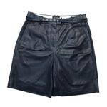 J.Crew NWT Collection Pleated Trouser Short in Navy Leather Belted Shorts 6 $428 Photo 1