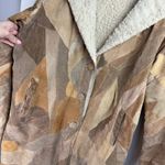 Y2K Leather Patchwork Penny Lane Jacket Coat Sz Large Tan Brown Hooded Photo 8