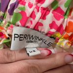 Colorful Ruffle Neck Blouse with Embroidered Puff Sleeves Boutique Printed Pink Size XS Photo 2