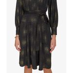 Calvin Klein Black Gold Collared Long Sleeve A-Line Dress Tie Belt Size 10 Photo 3