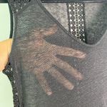 EKYOG 100% Linen Swim Coverup Mini Drop Waist Dress Black Crochet Size S Photo 2