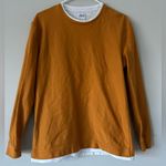 ZARA  Mustard Yellow Cotton Crewneck Long Sleeve Shirt Size Medium Photo 0