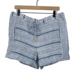 Helen Jon shorts women's large 100% linen blue white nautical stripe coastal NEW Photo 7
