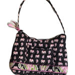 Vera Bradley Elephant Print Black Pink Purse Handbag Paisley Vintage Shoulder Photo 0