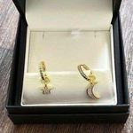 Earrings Ellera with Hoop Charm Star & Moon Photo 0