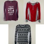 Eddie Bauer BUNDLE of 3 long sleeve tops women’s XS winter holiday Christmas cozy lounge Photo 1