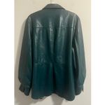 Chico's Faux Leather Jasper Green Women's Shacket Outerwear Jacket sz. 2 or L Photo 2