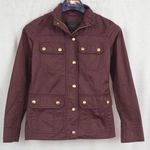 J.Crew  Treated Cotton Dark Crimson Field Coat Style Jacket Petite XS Photo 0