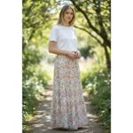 Anrabess Women's Tiered Maxi Skirt Size XL Multicolor Floral NWT Photo 9