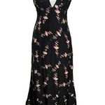 Poupette St. Barth  New Long Dress Mara Open Back Black Pink Shaded Silk Satin S Photo 0