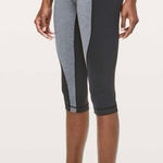 Lululemon  Wunder‎ Under Crop High Rise Curve 17" Heathered Black Leggings Size 6 Photo 0