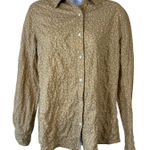 J. McLaughlin  Small Yellow Leopard Print Button Down Shirt Cotton Blend Stretch Photo 0