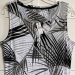 T by Talbots Petite L Palm Leaf Sleeveless Dress Button Front Casual Summer NWT White Size undefined Photo 3