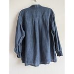Jones New York  Women’s Size 6 Linen Long Sleeve Button Up‎ Top Blue 2 Pockets Photo 4
