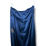 Lulus NWT Memorable Entrance Dark Blue Strapless Satin Pleated Maxi Gown Dress Photo 8