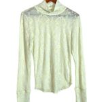 Free People Lime Yellow You And I Long Sleeve Semi-Sheer Turtleneck Burnout Top Photo 3