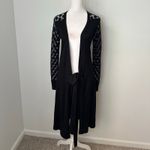 Diane Von Furstenberg  black long sleeve silk knit duster robe size P Photo 1
