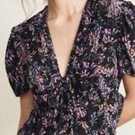 Cinq à Sept Cinq a Sept Snapdragon Keira Silk Floral V-Neck Blouse Short Sleeve Small Top Photo 0