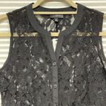 The Limited  NWT Black Sheer Floral Lace Sleeveless Button Down Shirt Photo 1