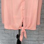 Women tie front button up top w/ruffle shortsleeves & v Photo 1