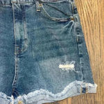 Vanilla Star Jeans High-Waisted Distressed Denim Shorts with Raw Hem Detail Medium Wash F1 Photo 3