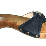 Dr. Scholl’s Original 2008 Women’s Y2K Wooden Navy Suede Clogs w/ Box – Size 9 Brown Photo 2