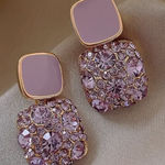 Bohemian Square Light Purple & Gemstones Earrings Photo 0