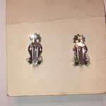 Faux Indian Turquoise Handset Silver Tone Vintage Boho Retro Clip On Earrings Blue Photo 3