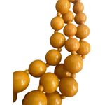Vintage 3 Strand Graduated Bead Necklace Mustard Yellow Adjustable 26 Photo 1