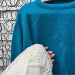 Vintage 80s Pickett and Post Teal Blue Green knit crewneck sweater Size M Photo 4