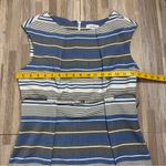 Calvin Klein Blue/Gray/White Striped Sheath Dress with Silver Belt, Size 10 Photo 1
