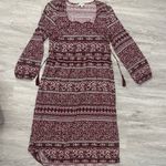 Luxology  Boho Paisley Long Maxi Shift Dress Hippie Floral Burgundy Pink Medium Photo 0