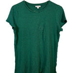 J Jill Green Navy Striped Linen Blend Short Sleeve Shirt Small EUC #7581 Blue Photo 0