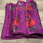 Ascher London Silk Scarf Red‎ Rose Floral Fuchsia Purple 100% Silk Made in Italy Photo 0