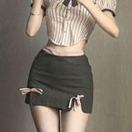 Japanese Kawaii Style Grey Pastel Pink Ribbon Bow Stretchy A Photo 2