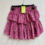 Love Shack Fancy cherry wine ditzy floral tiered mini skirt size small Photo 1