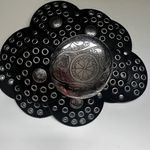 Women Wide Western Disc Belt Cowgirl Boho Faux Leather Waistband Vintage Black Photo 4