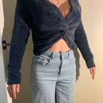 Current Air Teal Reversible Twist Sweater Photo 1