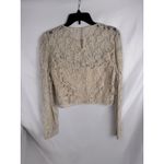 Guess  Lace Crop Top Long Sleeve Pearl‎ Oyster Multi Waist Tie XL Photo 3