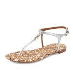 Tory Burch  Silver Quilted Marion T-strap sandals Photo 1