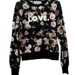 Rebecca Minkoff Jennings Black & Pink Love Floral Print Long Sleeve Sweater Sz S Photo 1