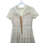 NWT Böhme Short Sleeve Lace Midi Dress Ivory Size Small White Photo 3