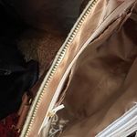 JOY & IMAN GENUINE Leather Satchel Timepiece Handbag. Tan Photo 7