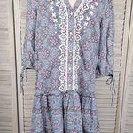 Discovery SUNDANCE Zuri  Drop Waist Dress Boho Blue Medallion Print-Medium Photo 0