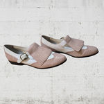 90s Vintage White Mauve Pink Kiltie Wingtip Leather Mary Jane Loafers Size 6.5 Photo 1