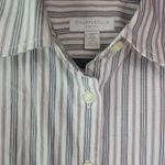 Charter Club  10P Oxford Charcoal Stripe Top Petite Photo 2