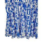 Sugar Lips Tropical Resort Print Mini Dress Blue White size 2X Cap Sleeves Tassel Photo 6