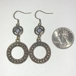 Brass Tone CZ Rhinestone Circle Dangle Boho Earrings Gold Photo 1